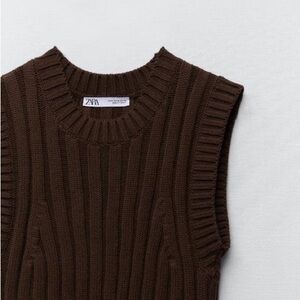 Zara Brown Ribbed Sweater